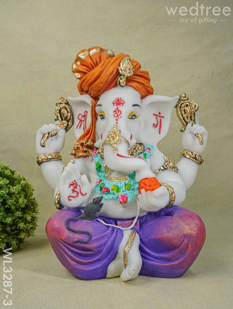 Polyresin Ganesha Idol For Good Luck - White Wl3287-3 Showpieces