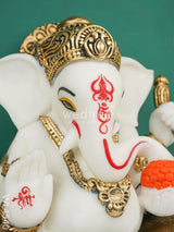 Polyresin Ganesha Idol For Good Luck - White Wl4540 Showpieces