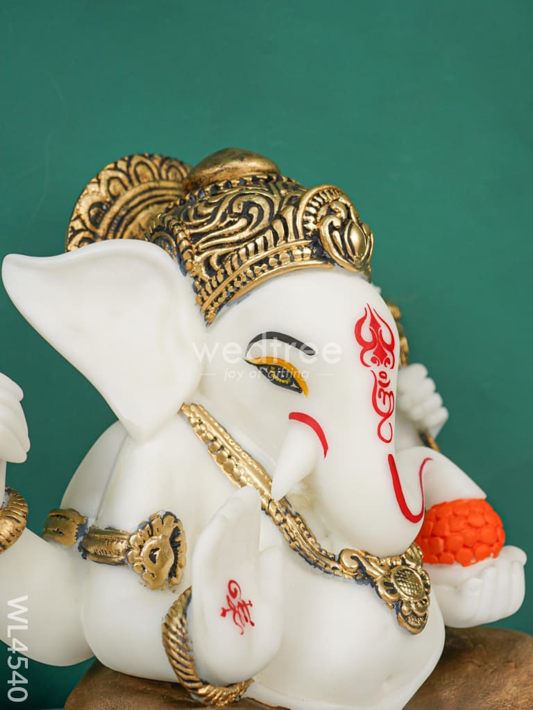 Polyresin Ganesha Idol For Good Luck - White Wl4540 Showpieces