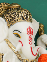 Polyresin Ganesha Idol For Good Luck - White Wl4540 Showpieces