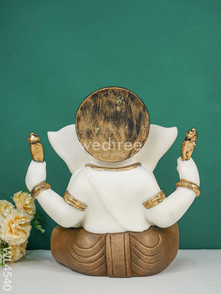 Polyresin Ganesha Idol For Good Luck - White Wl4540 Showpieces