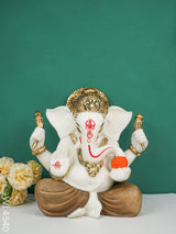 Polyresin Ganesha Idol For Good Luck - White Wl4540 Showpieces