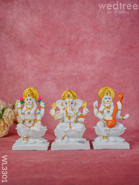 Polyresin Lakshmi Ganesha Saraswathi - Set Of 2 Wl3301 Showpieces