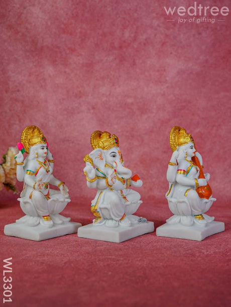 Polyresin Lakshmi Ganesha Saraswathi - Set Of 2 Wl3301 Showpieces