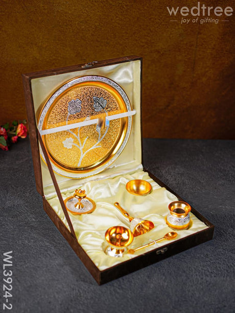 Pooja Thali Set - Wl3924 Gold Brass Utility