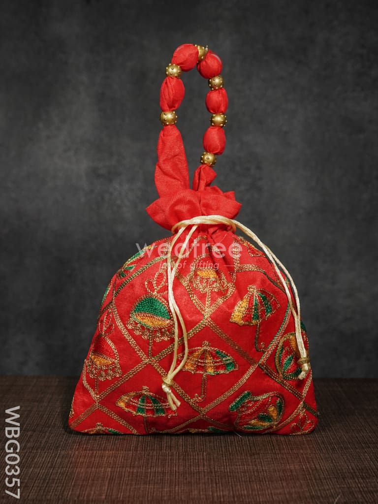 Potli Bag - Festive Theme Multi Coloured Embroidery Wbg0357 Bags