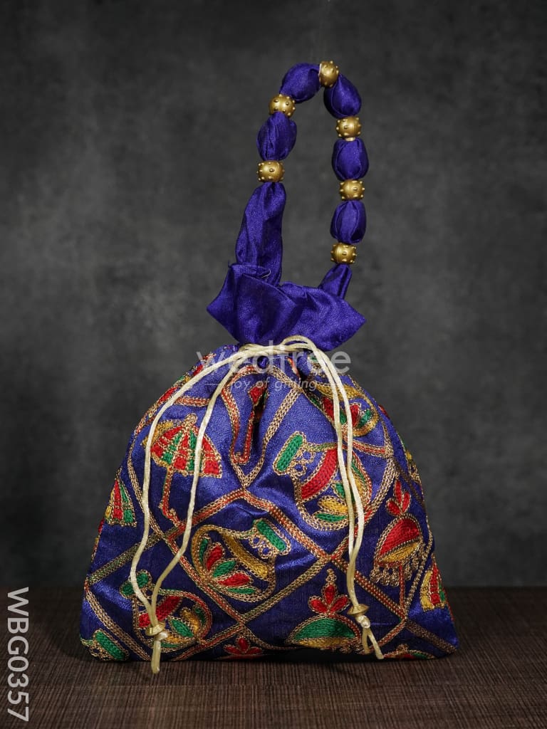 Potli Bag - Festive Theme Multi Coloured Embroidery Wbg0357 Bags