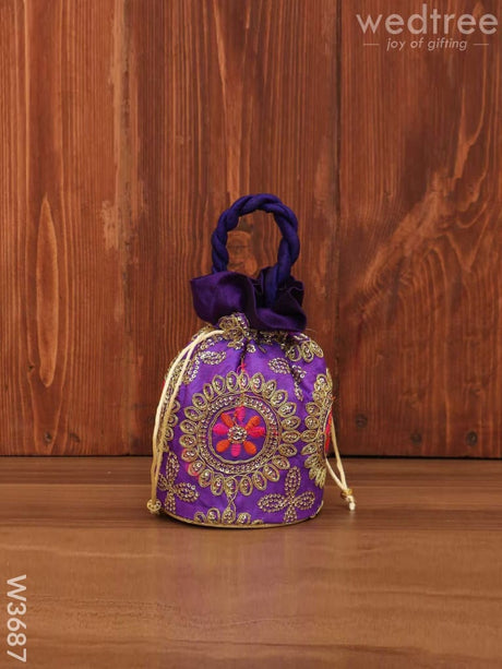 Potli Bag - Thread Embroidery With Chamki Work W3687 Bags