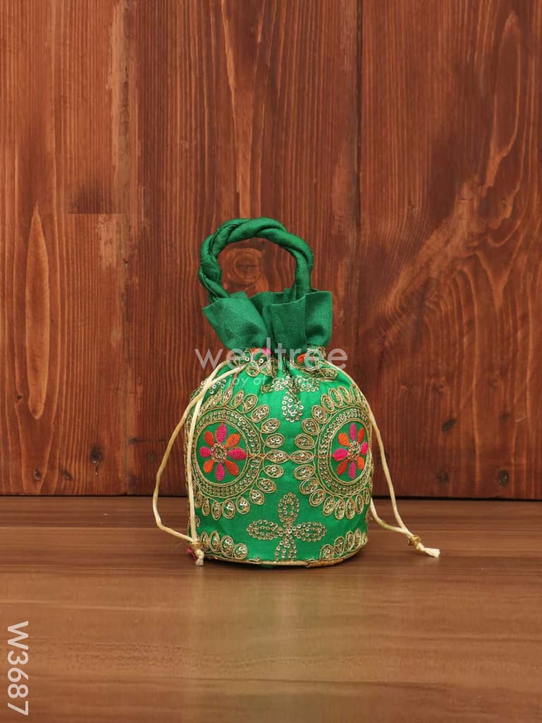 Potli Bag - Thread Embroidery With Chamki Work W3687 Bags