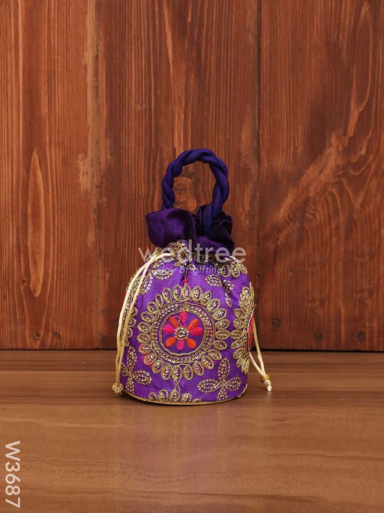 Potli Bag - Thread Embroidery With Chamki Work W3687 Bags