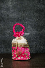 Potli Bag With Flower Embroidery Lace - W4432 Bags