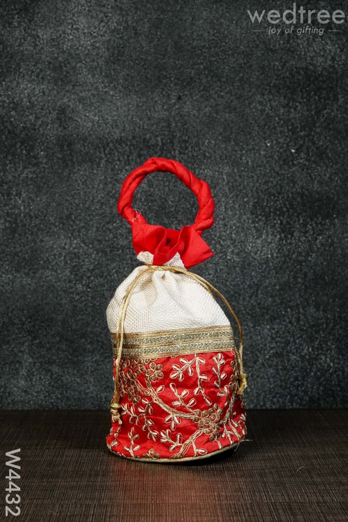 Potli Bag With Flower Embroidery Lace - W4432 1 Bags
