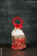 Potli Bag With Flower Embroidery Lace - W4432 1 Bags