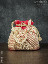 Potli Bag With Full Pearl Beads Rectangular Bottom - Wl1259 Light Pink Bags