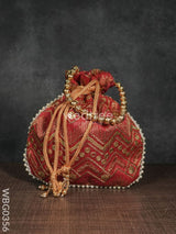 Potli Bag With Golden Decorative Embroidery - Wbg0356 Bags