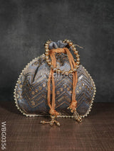 Potli Bag With Golden Decorative Embroidery - Wbg0356 Bags