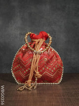 Potli Bag With Golden Decorative Embroidery - Wbg0356 Bags