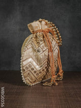 Potli Bag With Golden Decorative Embroidery - Wbg0356 Bags