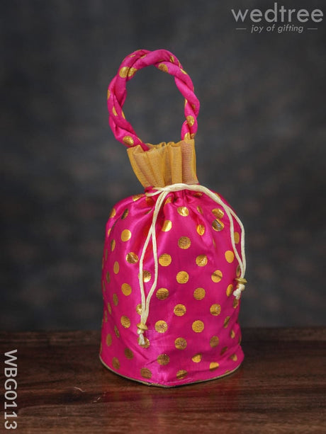Potli Bag With Golden Dots And Round Base - 9Inches Wbg0113 Bags