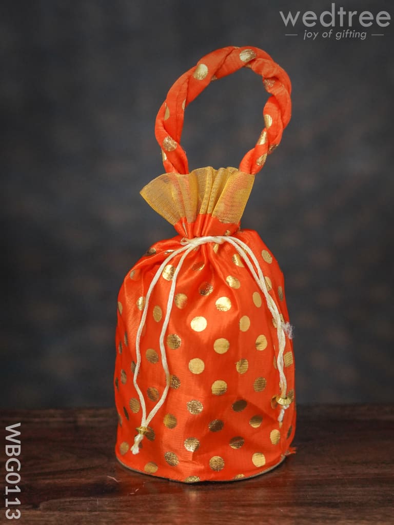 Potli Bag With Golden Dots And Round Base - 9Inches Wbg0113 Bags