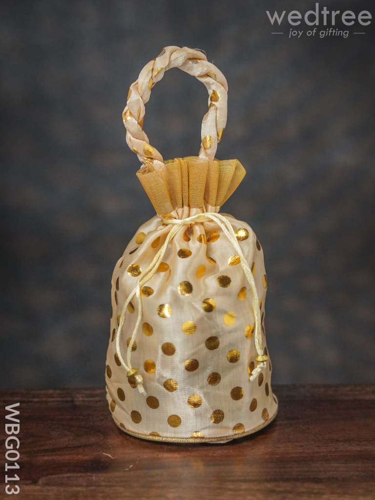 Potli Bag With Golden Dots And Round Base - 9Inches Wbg0113 Bags