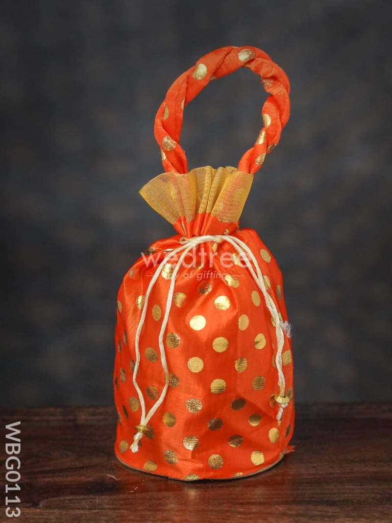 Potli Bag With Golden Dots And Round Base - 9Inches Wbg0113 Bags