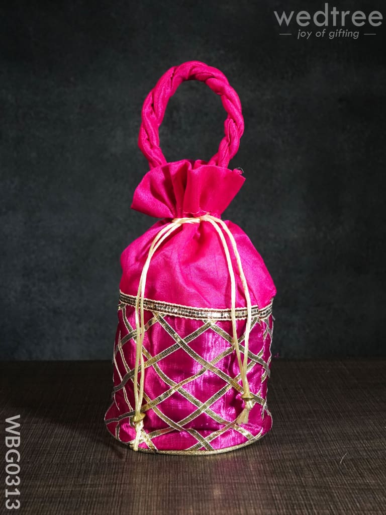 Potli Bag With Golden Lace Work - Wbg0313 Bags