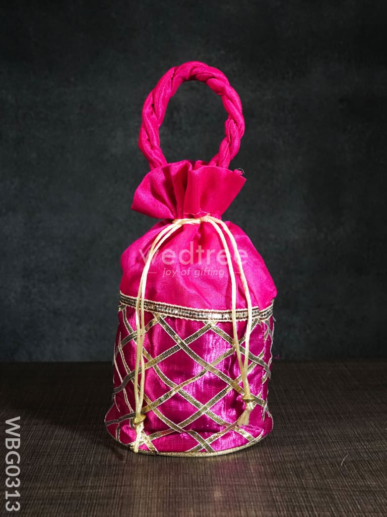 Potli Bag With Golden Lace Work - Wbg0313 Bags