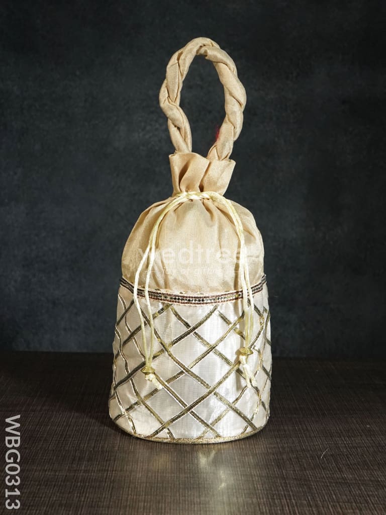 Potli Bag With Golden Lace Work - Wbg0313 Bags