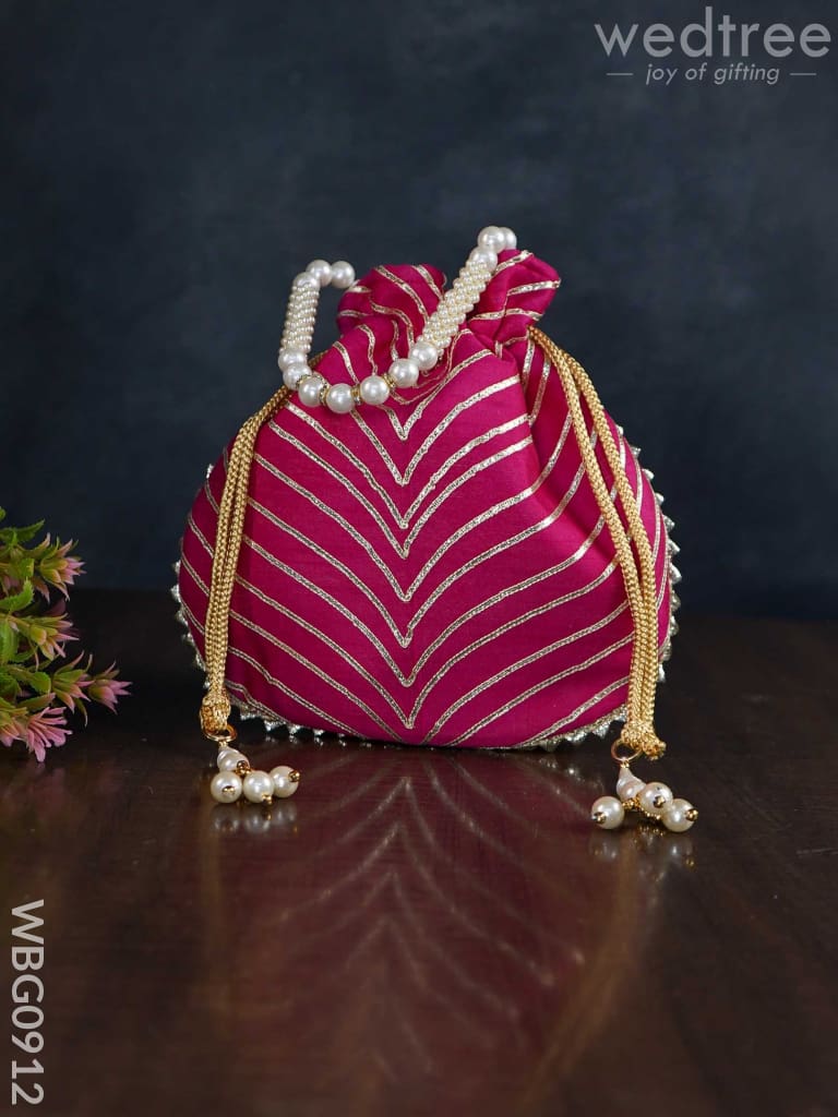 Potli Bag With Golden Lace Work - Wbg0912 Bags