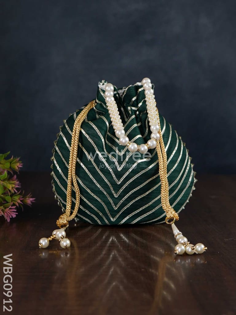 Potli Bag With Golden Lace Work - Wbg0912 Bags