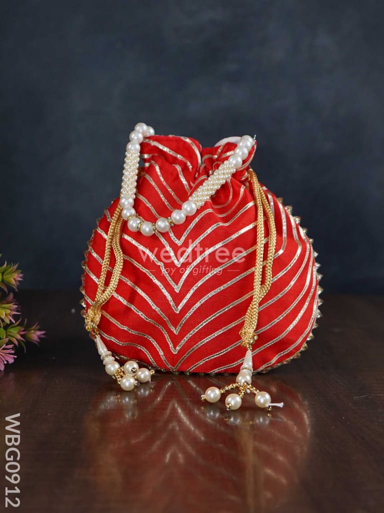 Potli Bag With Golden Lace Work - Wbg0912 Bags