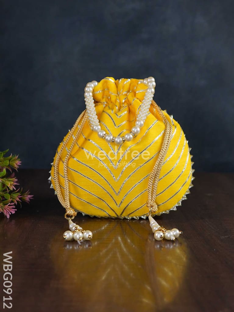 Potli Bag With Golden Lace Work - Wbg0912 Bags