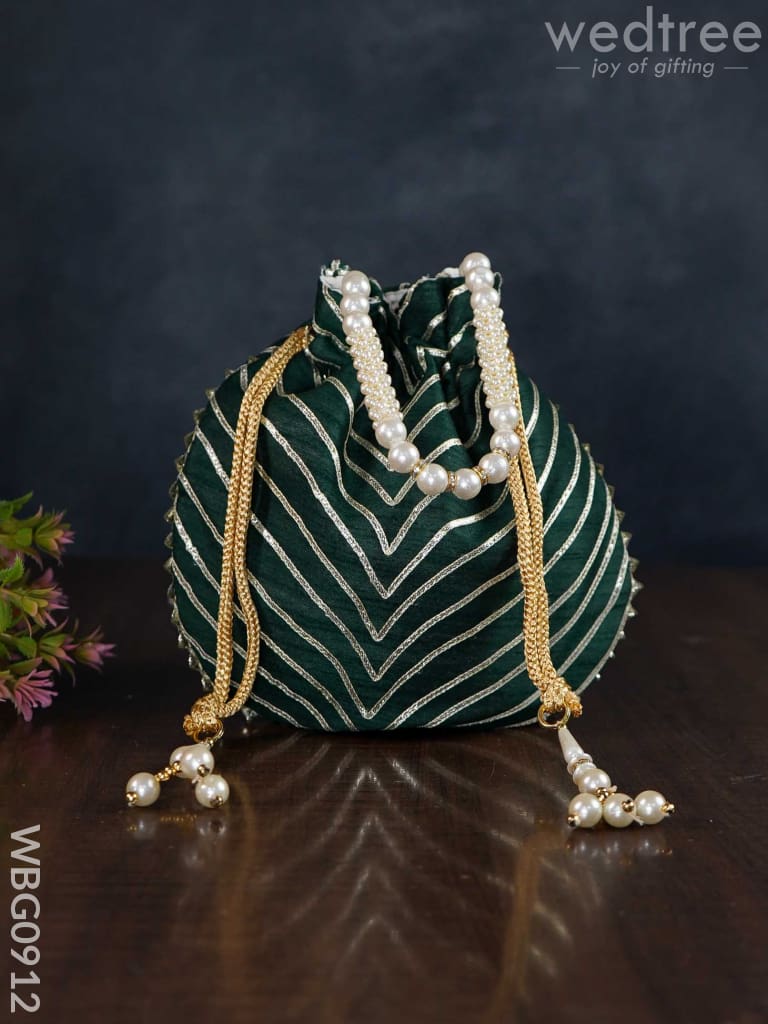 Potli Bag With Golden Lace Work - Wbg0912 Bags