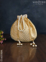 Potli Bag With Golden Lace Work - Wbg0912 Bags