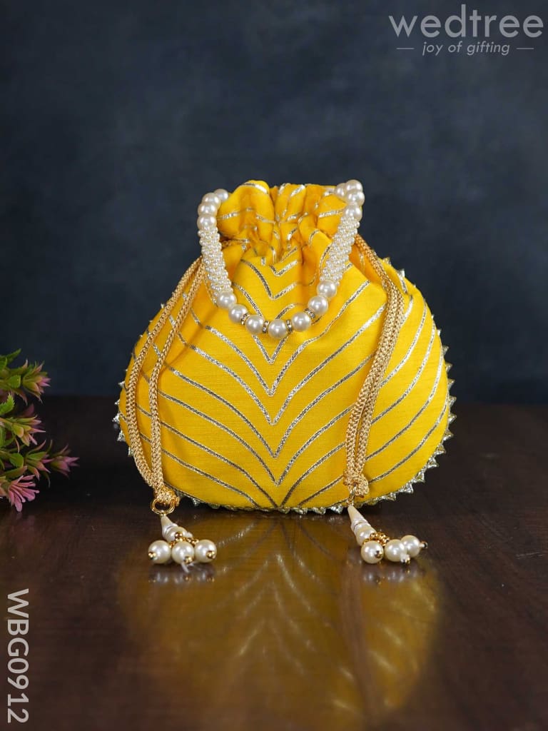 Potli Bag With Golden Lace Work - Wbg0912 Bags