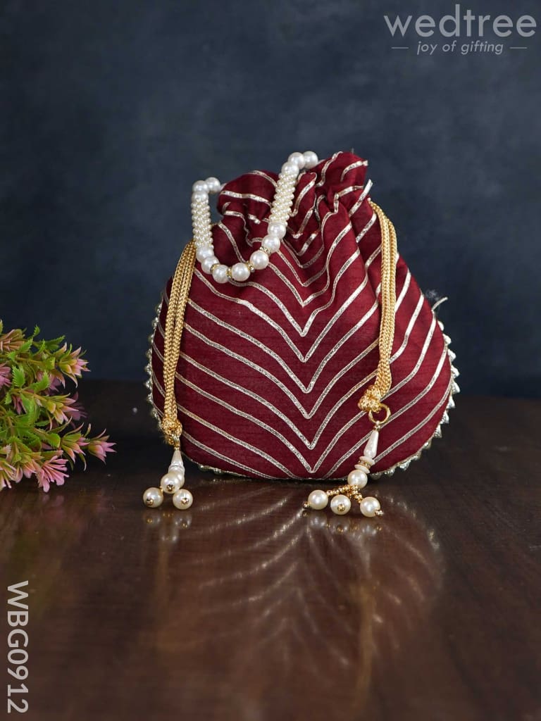 Potli Bag With Golden Lace Work - Wbg0912 Bags