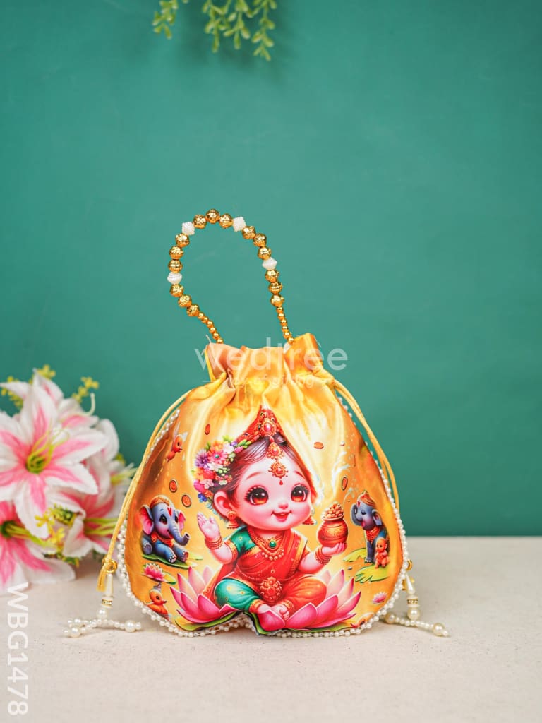 Potli Bag With Lakshmi Design - Wbg1478 Bags