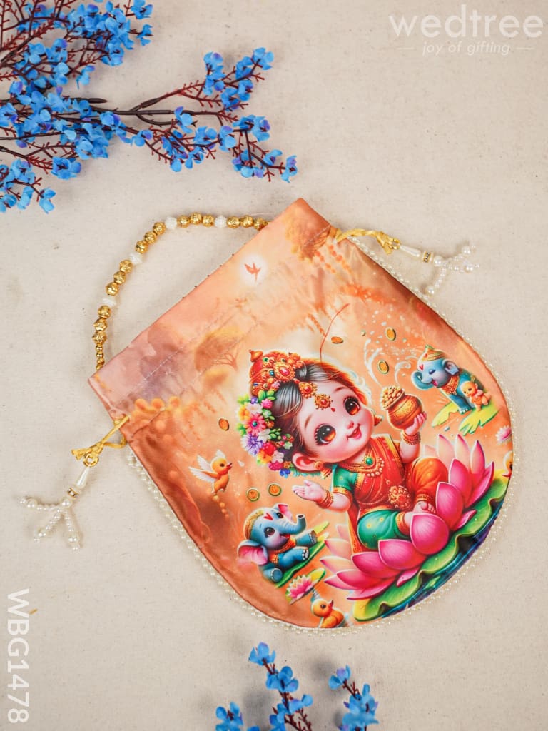 Potli Bag With Lakshmi Design - Wbg1478 Bags