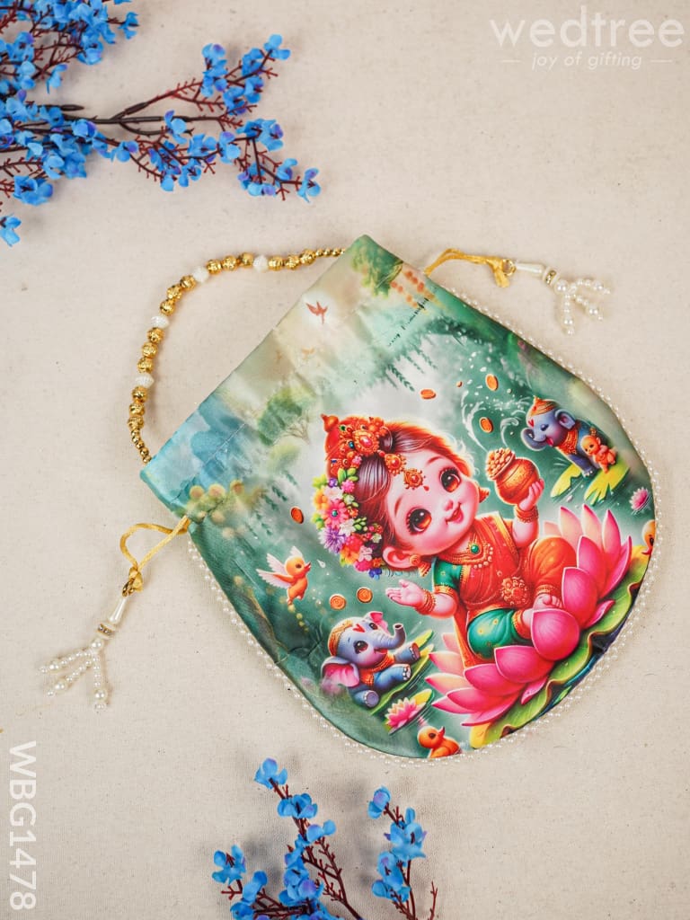 Potli Bag With Lakshmi Design - Wbg1478 Bags