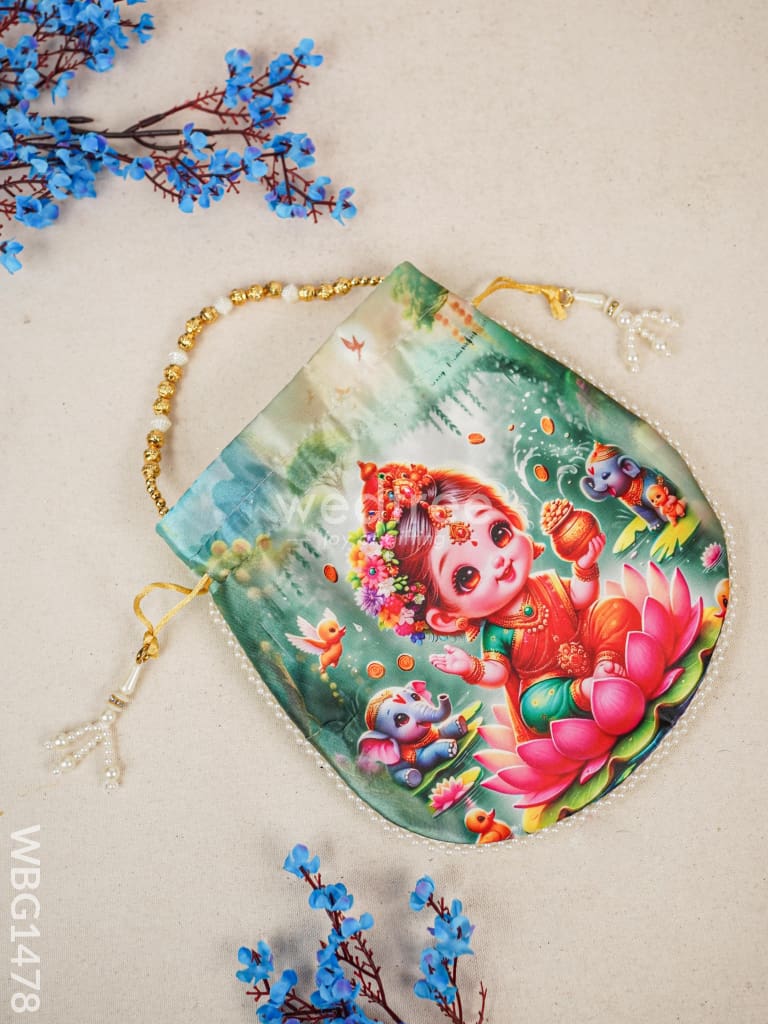 Potli Bag With Lakshmi Design - Wbg1478 Bags