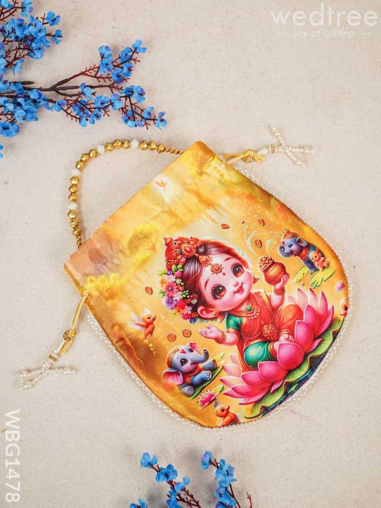 Potli Bag With Lakshmi Design - Wbg1478 Bags