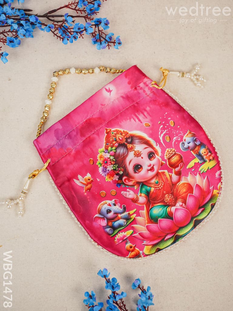 Potli Bag With Lakshmi Design - Wbg1478 Bags