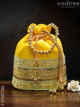 Potli Bag With Layered Embroidery And Zari Work - Wl1016 Yellow Bags