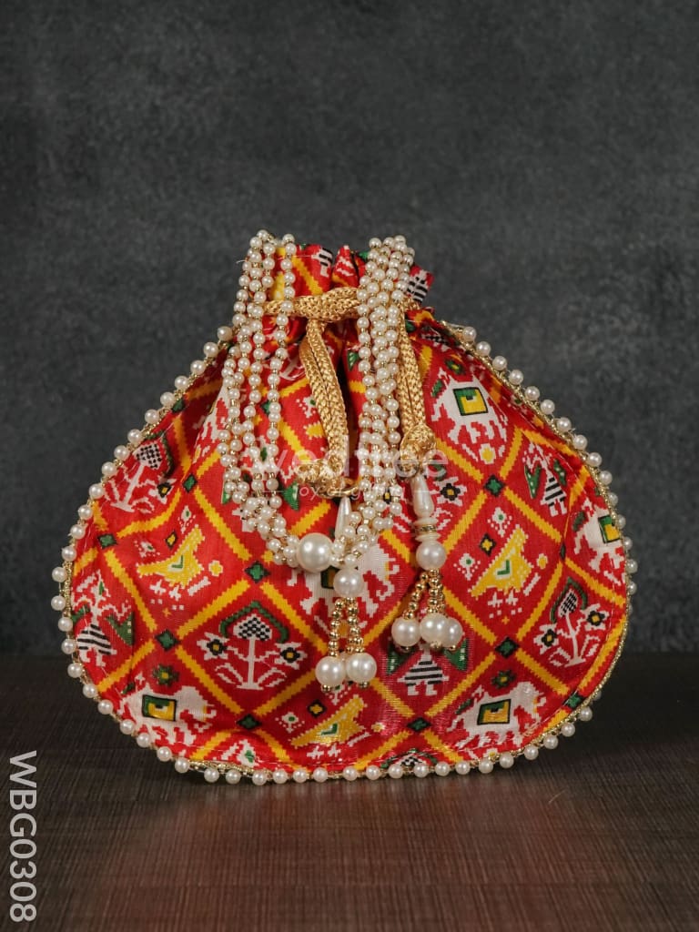 Potli Bag With Patola Design - Wbg0308 Bags