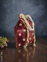 Potli Bag With Pearl Handle And Golden Drawstring - Wl3070 Bags