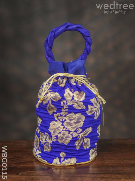 Potli Bag With Printed Golden Flowers - Wbg0115 Bags