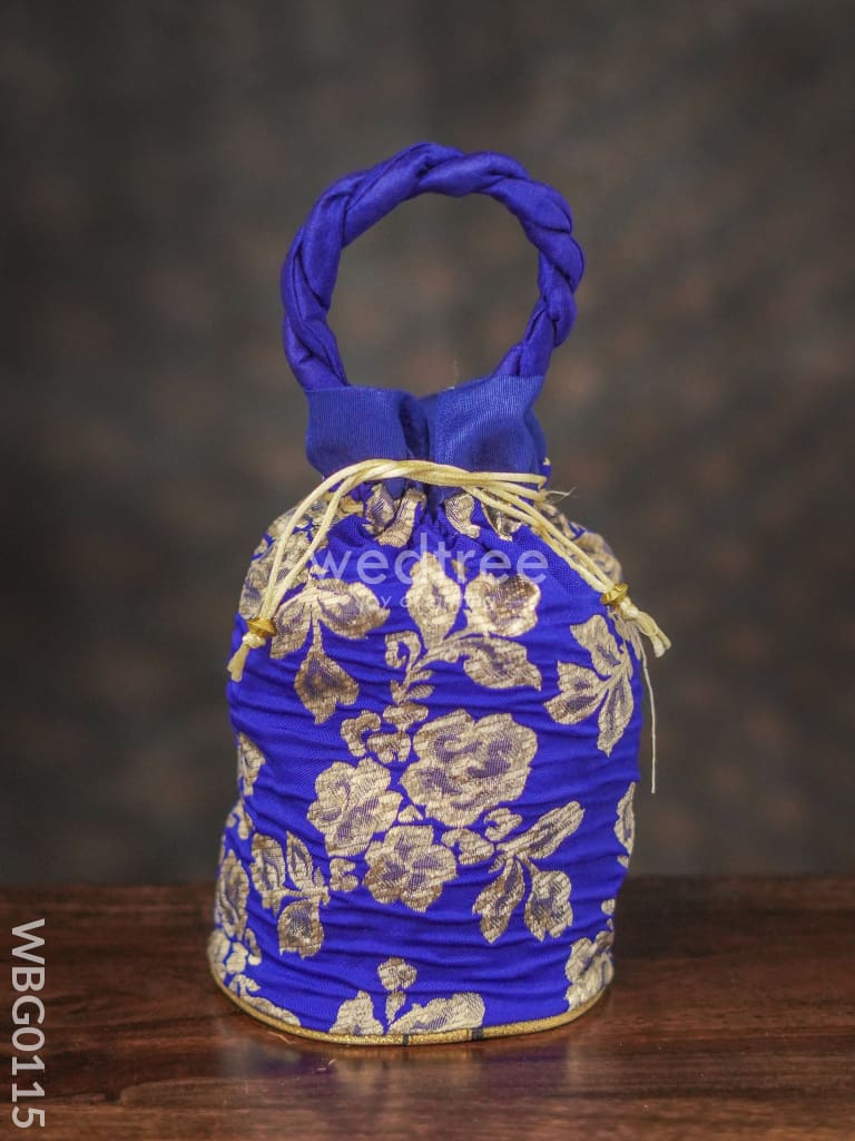 Potli Bag With Printed Golden Flowers - Wbg0115 Bags