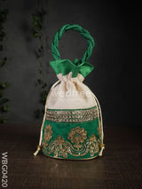 Potli Bag With Velvet Floral Embroidery Lace - Wbg0420 Bags