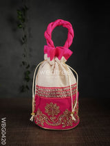 Potli Bag With Velvet Floral Embroidery Lace - Wbg0420 Bags